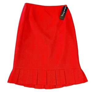 NWT Vintage Evan Picone Cambridge Suiting Ruffled Hem Pencil Skirt in Red 6